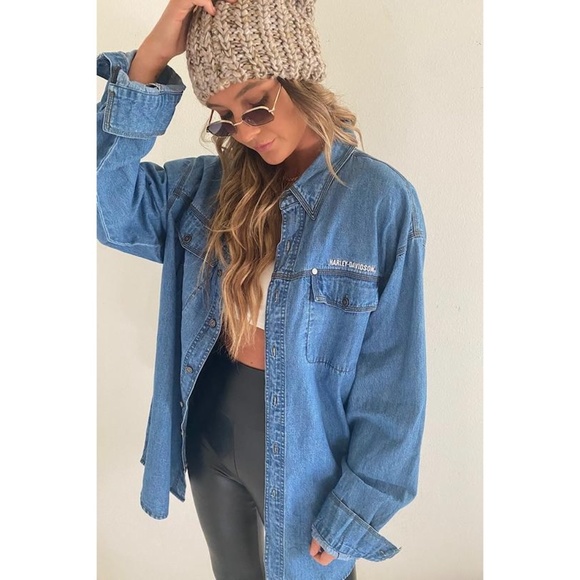 Harley-Davidson Tops - Vintage Harley Davidson Oversized Button Up Shirt